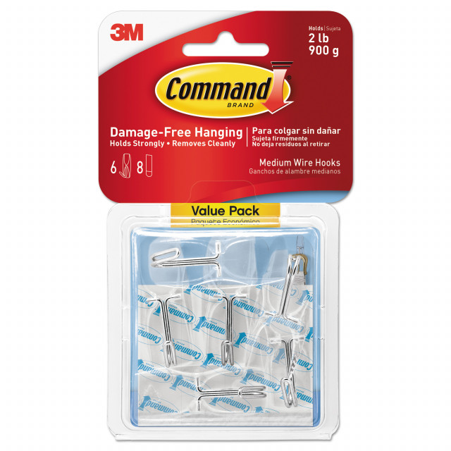 3M -Commercial Tape Div 17065CLRVPES Clear Hooks & Strips, Plastic - Medium