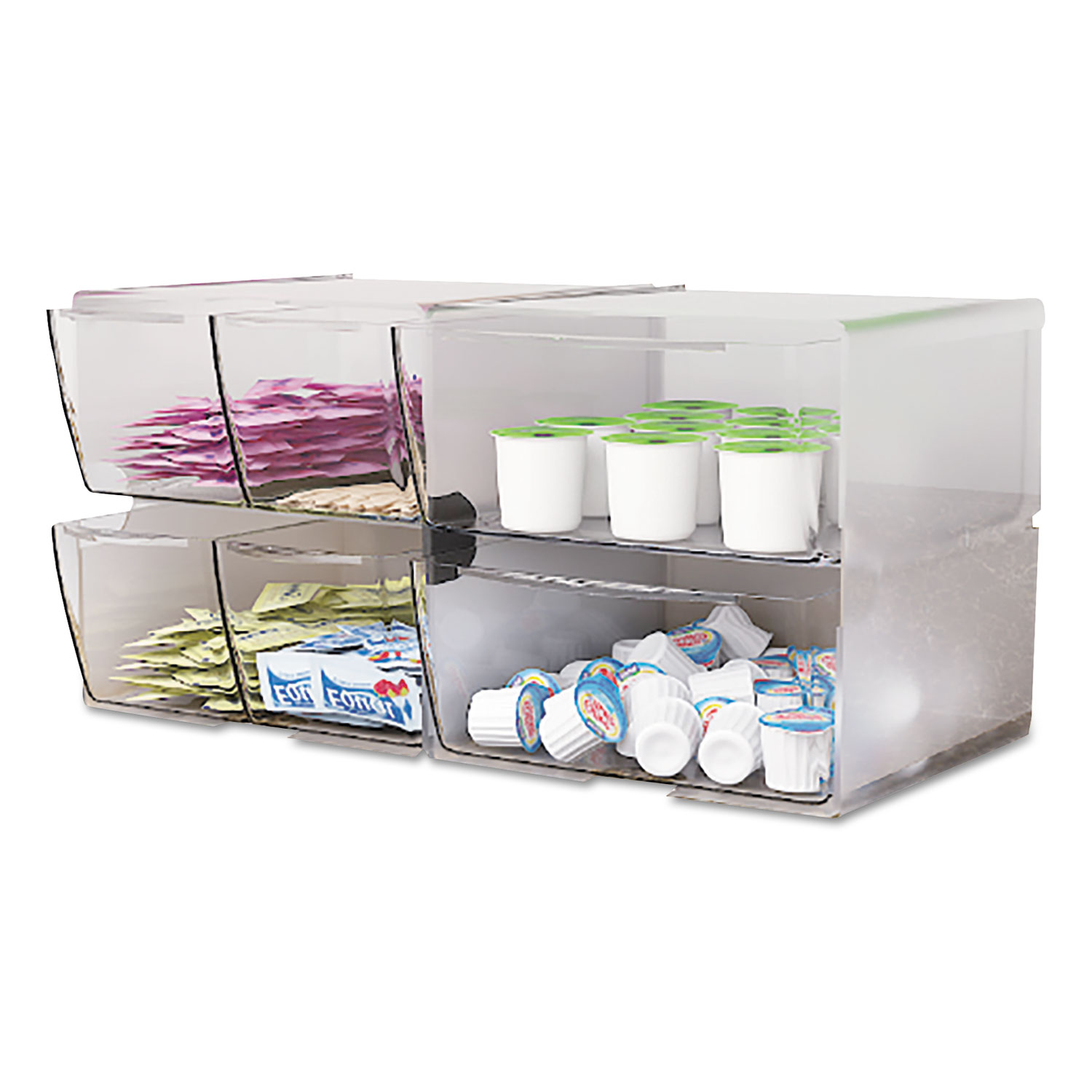  Deflecto Multi-Compartment Storage Box, 15.5′′ x 7.8′′ x  10.2′′, Clear