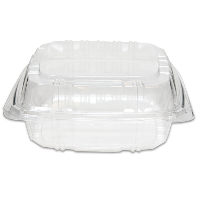 MT Products Medium Shallow Hinged Plastic Cake Slice Container