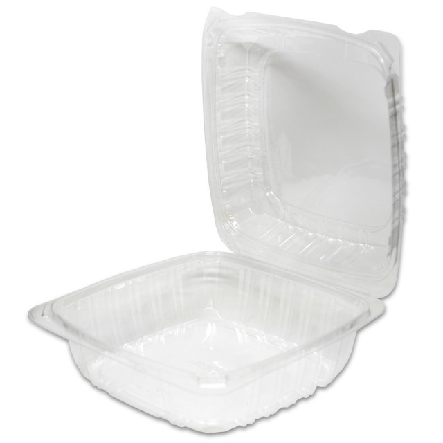 Thermo Tek 8 oz Rectangle Clear Plastic Deli / Snack Container