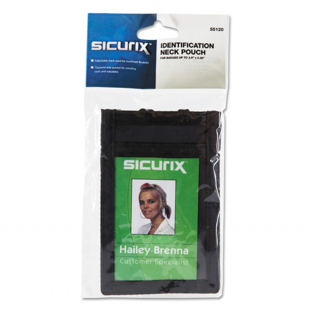 SICURIX® Sicurix ID Neck Pouch, Vertical, 3 x 4 3/4, Black