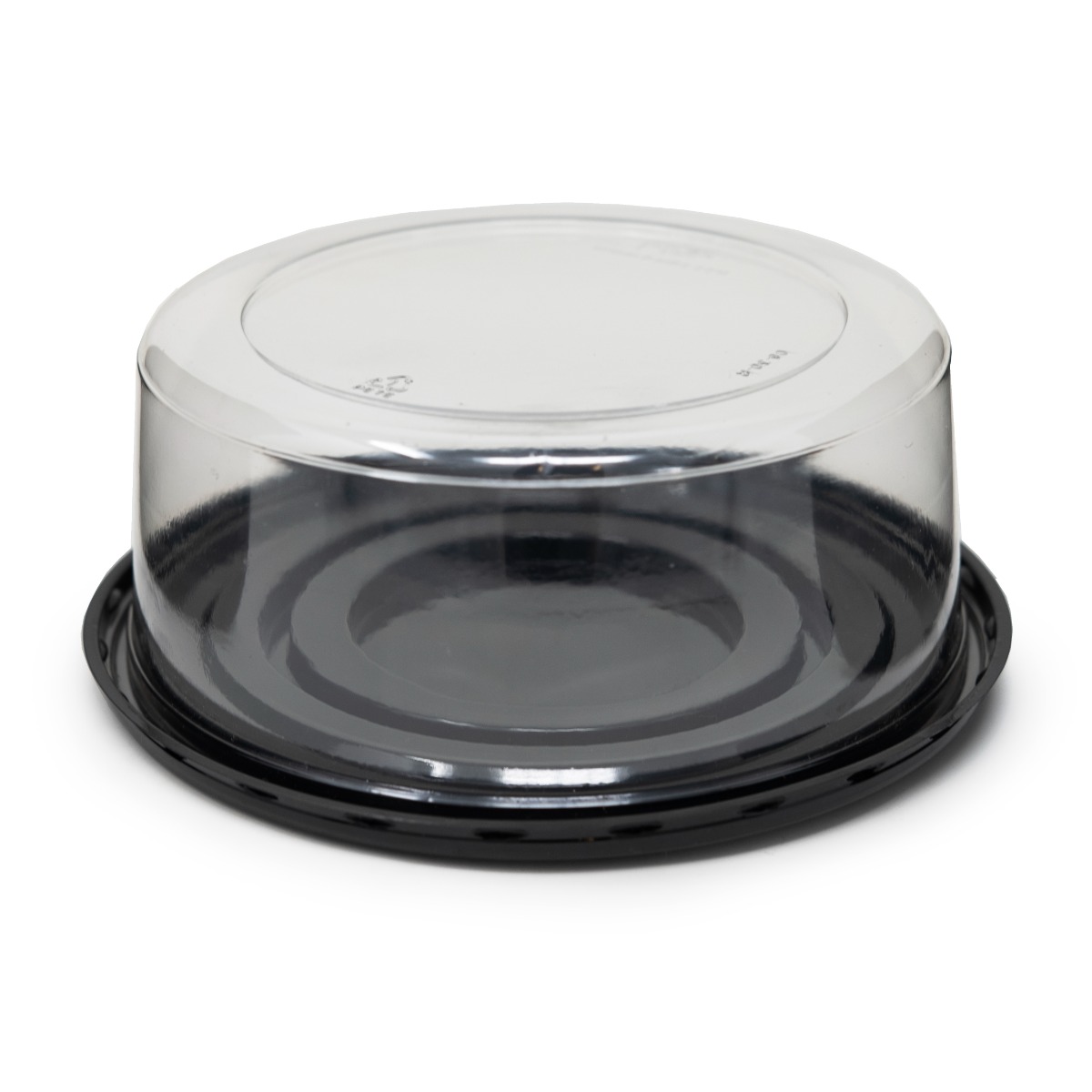 7 CAKE CONTAINER - 9 1/2 BLACK BASE - 4 TALL - 100/CASE - Wow Plastics,  Inc.