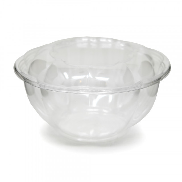 7 oz Round White Plastic Salad Bowl - 5 x 5 x 1 3/4 - 200 count box