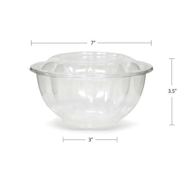 Tamper Tek 24 oz Round Clear Plastic Bowl - with Lid, Tamper-Evident - 6  3/4 x 6 1/2 x 2 3/4 - 100 count box