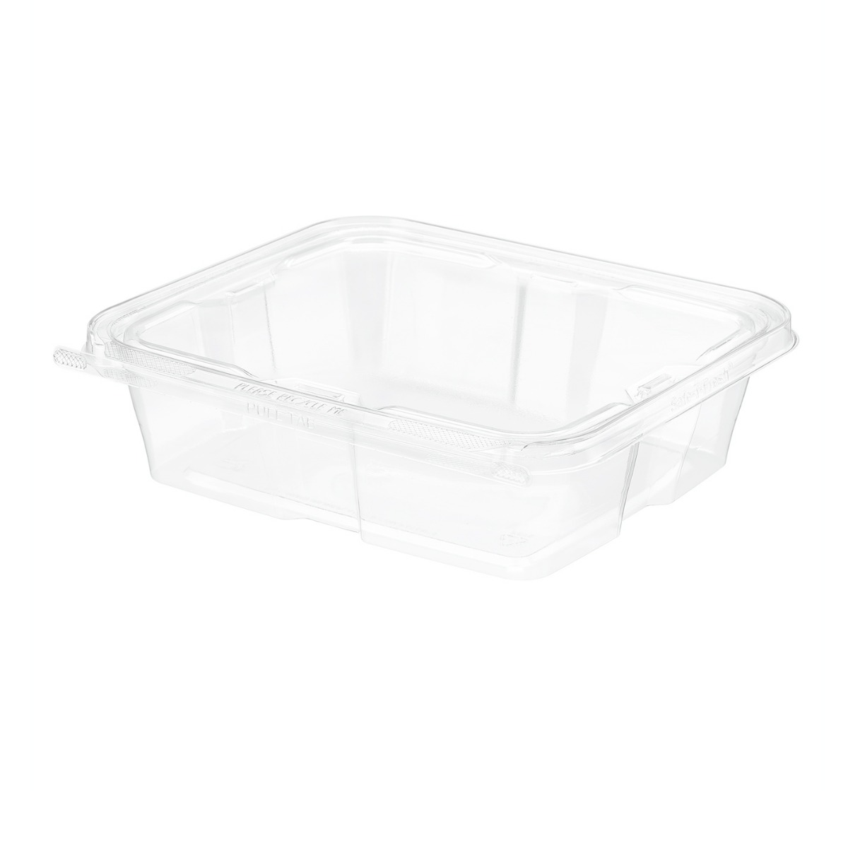 Tamper Tek 32 oz Rectangle Clear Plastic Container - with Hinged Lid,  Tamper-Evident - 6 1/2 x 4 1/2 x 2 1/2 - 100 count box
