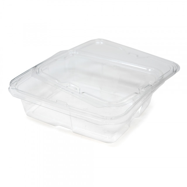 Tamper Tek 20 oz Rectangle Clear Plastic Salad Container - with Lid,  Tamper-Evident - 7 1/4