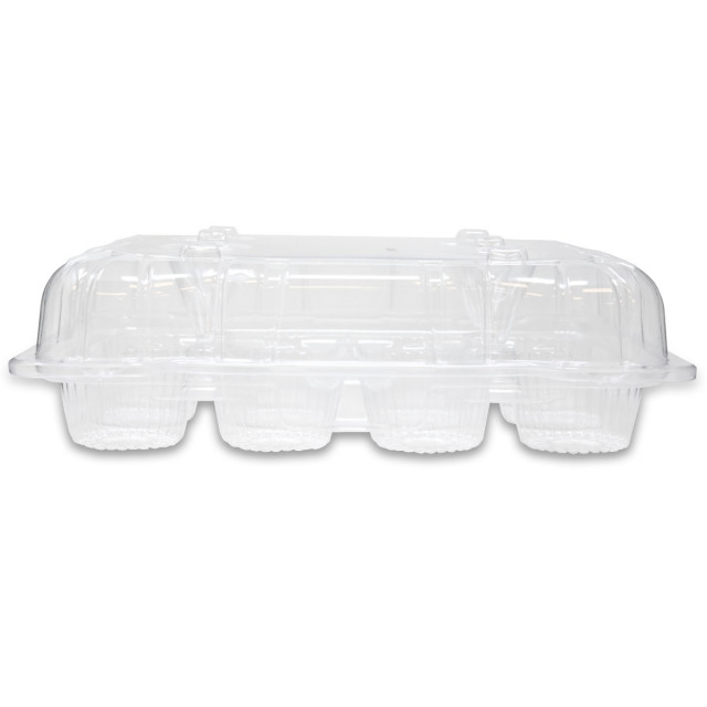 Thermo Tek Square Clear Plastic Serving Platter - with Lid, 4 Compartments - 8 1/4 inch x 8 1/4 inch x 2 1/4 inch - 100 Count Box