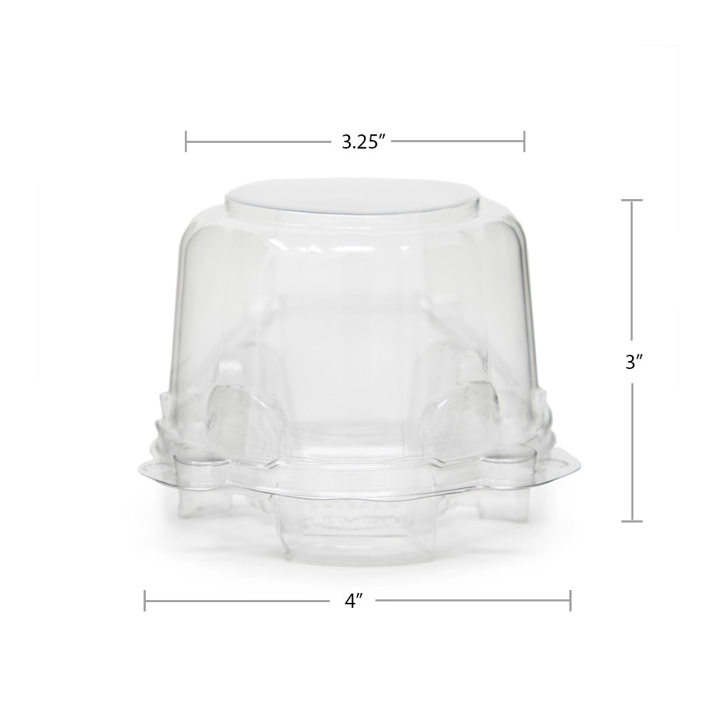 InnoPak 2 Compartment Clear Hinged Cupcake / Muffin Container - 24/Pack