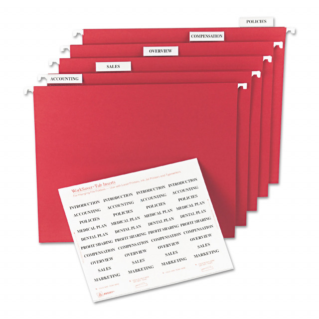 Avery® Tabs Inserts For Hanging File Folders, 1/5-Cut Tabs ...