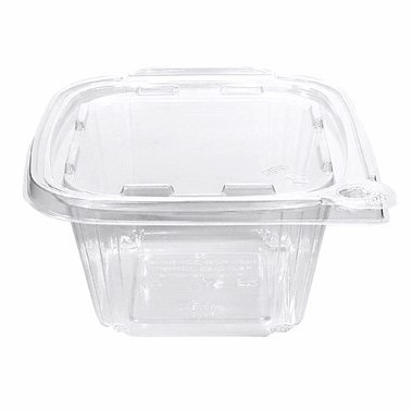 6x6 Tamper Evident 4 Compartment Clear RPET Snack Box Container & Lid  (4/75/Case)