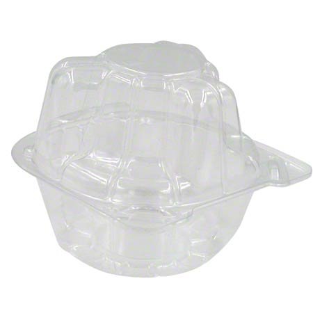 DFI Single Cupcake Container, LBN-5101 2.5 inch Clear, Hinged Ops Plastic | 400/Case