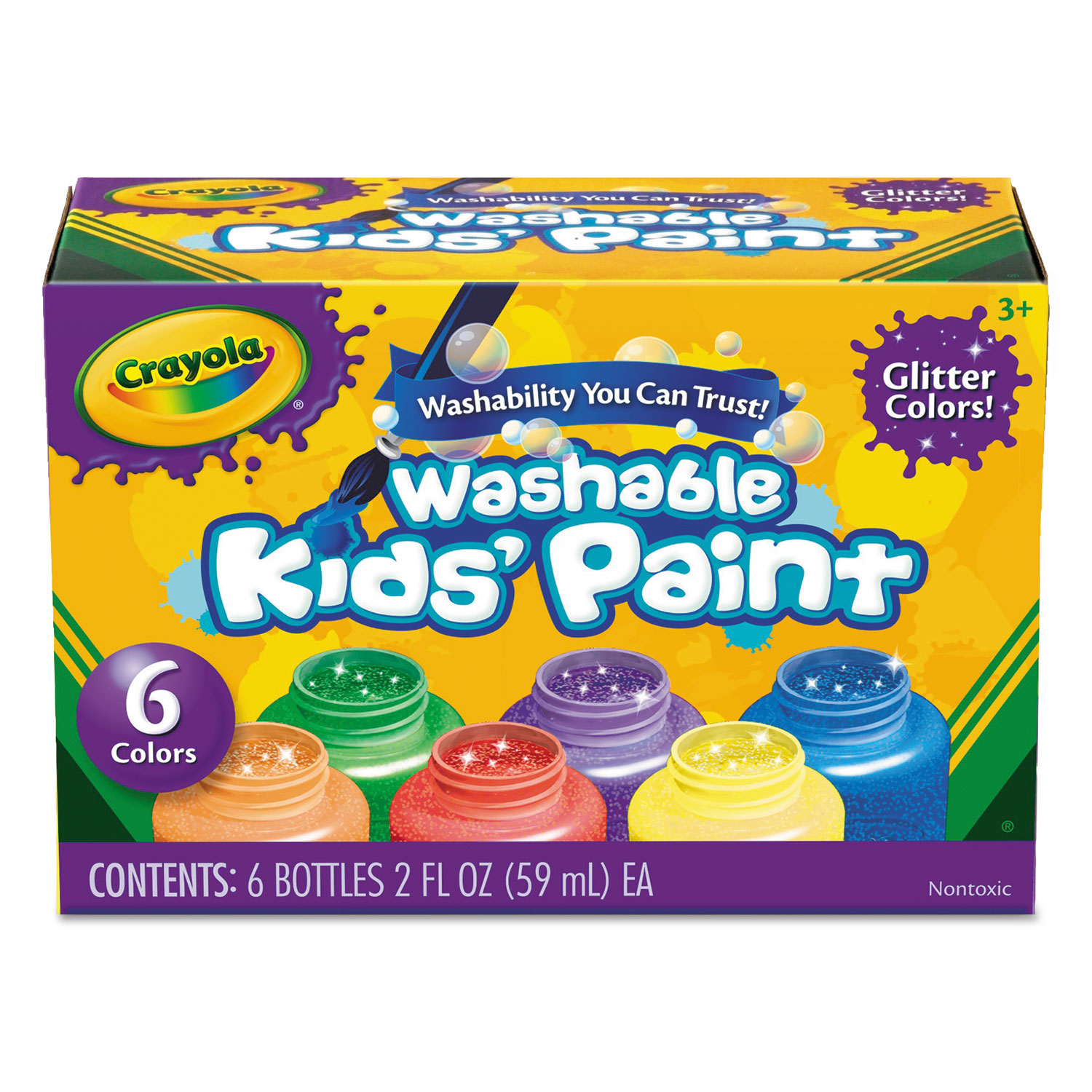 Crayola Washable Kids' Paint Set - 2 fl oz - 6 / Set - Yellow, White,  Orange, Green, Red, Blue - Thomas Business Center Inc