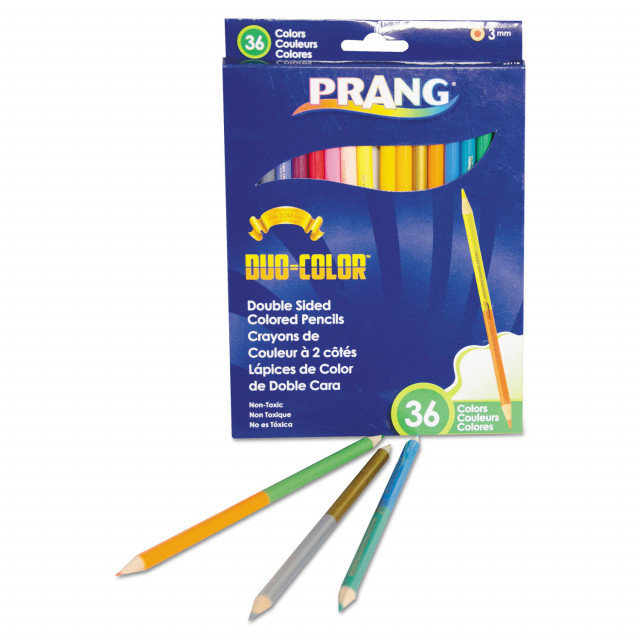 Prang® Duo-Color Colored Pencil Sets, 3 mm, 2B (#1), Assorted Lead