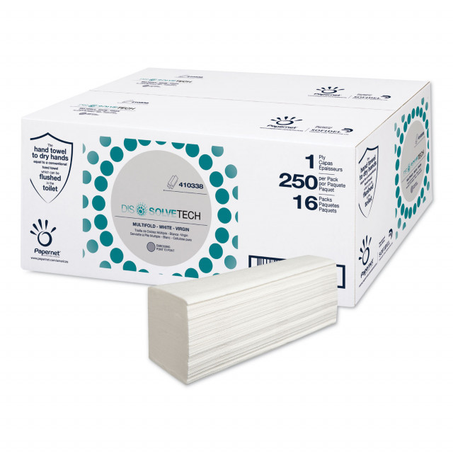 Papernet® DissolveTech Paper Towel, 5.3 x 8, White, 16 Packs