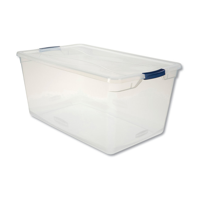 Tuff Store 35L Stackable Plastic Clear Under Bed Storage/Organizer Box and  Snap-on Lid