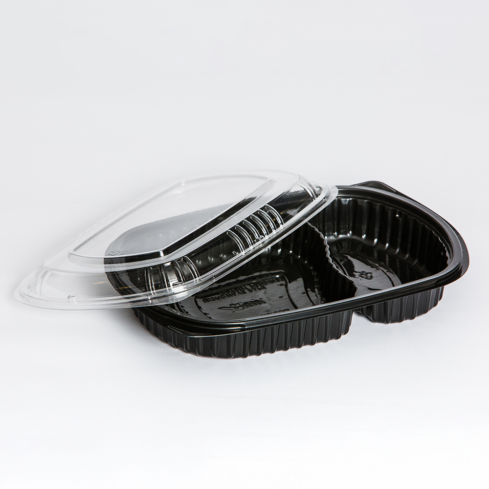 Anchor Packaging MicroRaves® Black 2 Compartment Microwavable