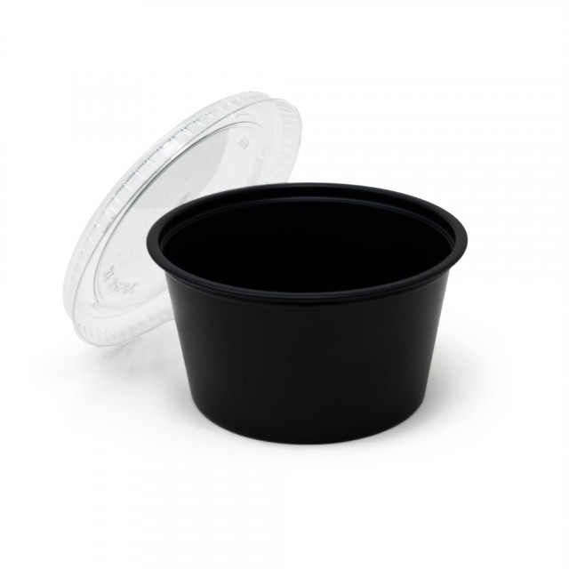 Klex 4 Oz Disposable Plastic Portion Cups with Lids for Sauce