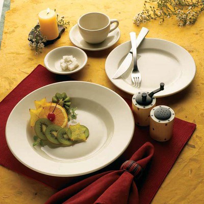 International Tableware Roma Wide Rim Rolled Edge Round Plate American  White, 7.125