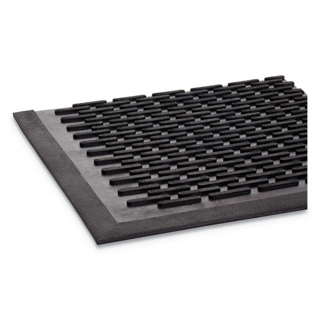 Crown-Tred Indoor/Outdoor Scraper Mat, Rubber, 43.75 x 66.75, Black