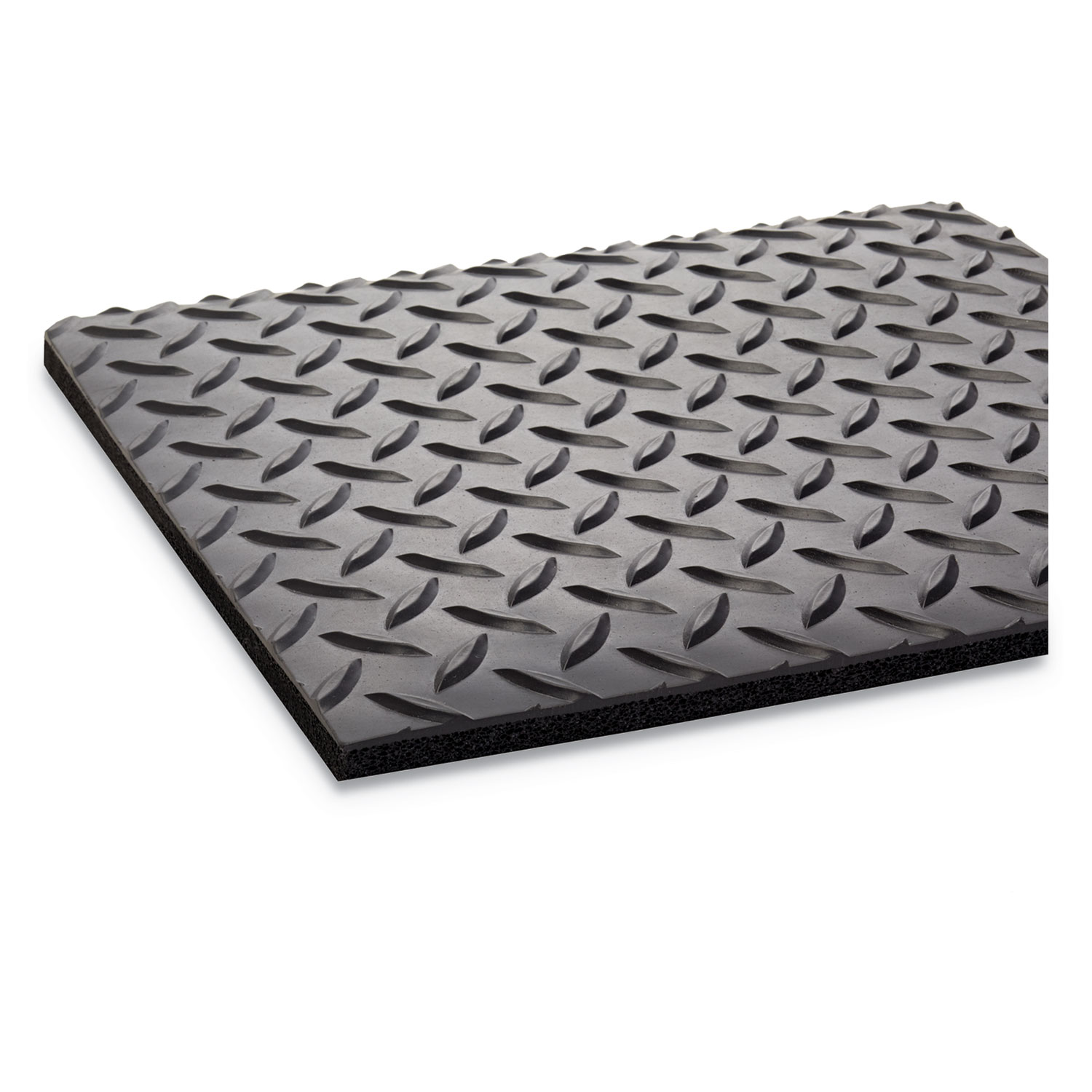 Crown Matting 2' x 75' Industrial Deck Plate Ultra Anti-Fatigue Ergonomic Dry Mats Black/Yellow