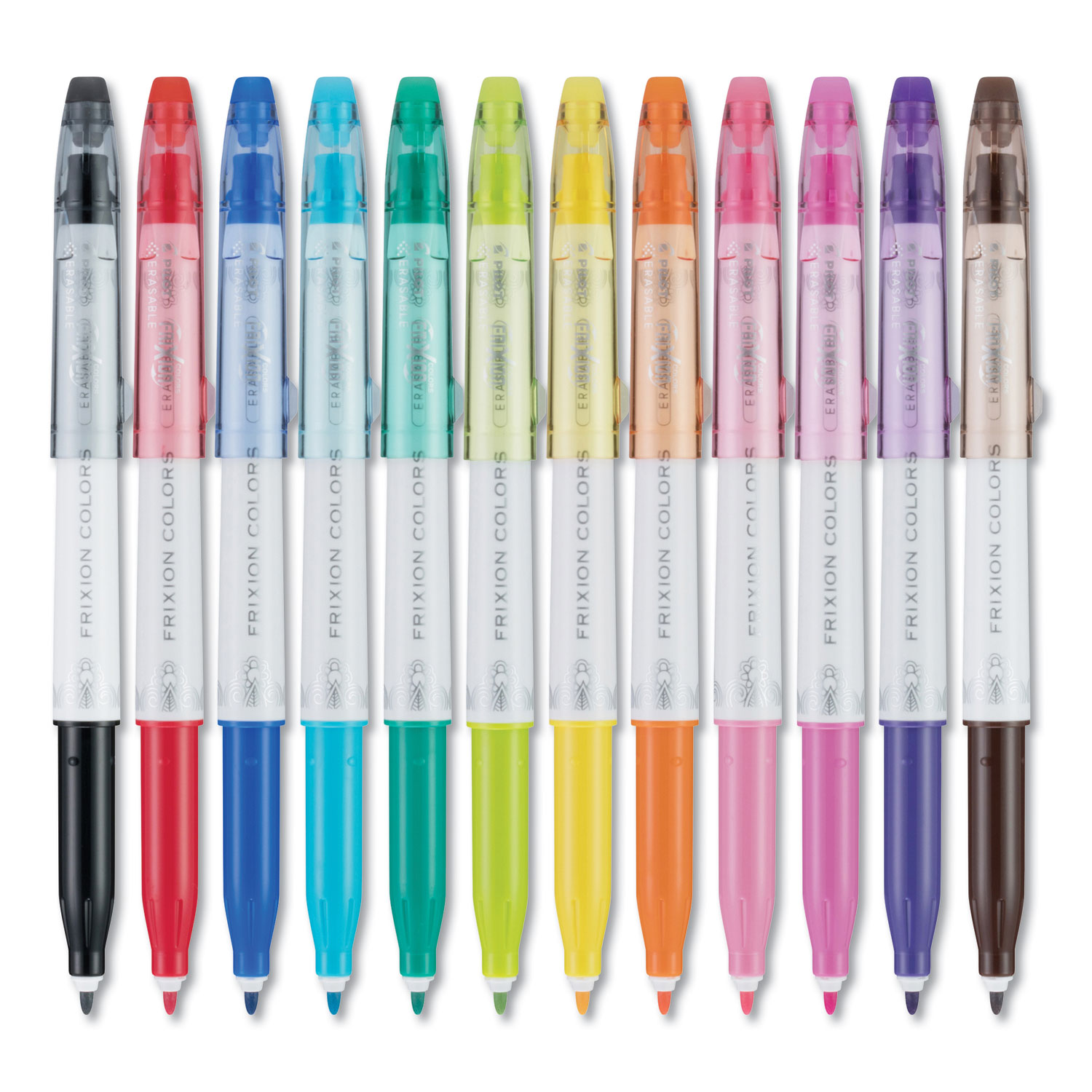 Pilot FriXion Colors Erasable Stick Marker Pen, Bold 2.5 mm, Assorted Ink, White Barrel, 6/Pack