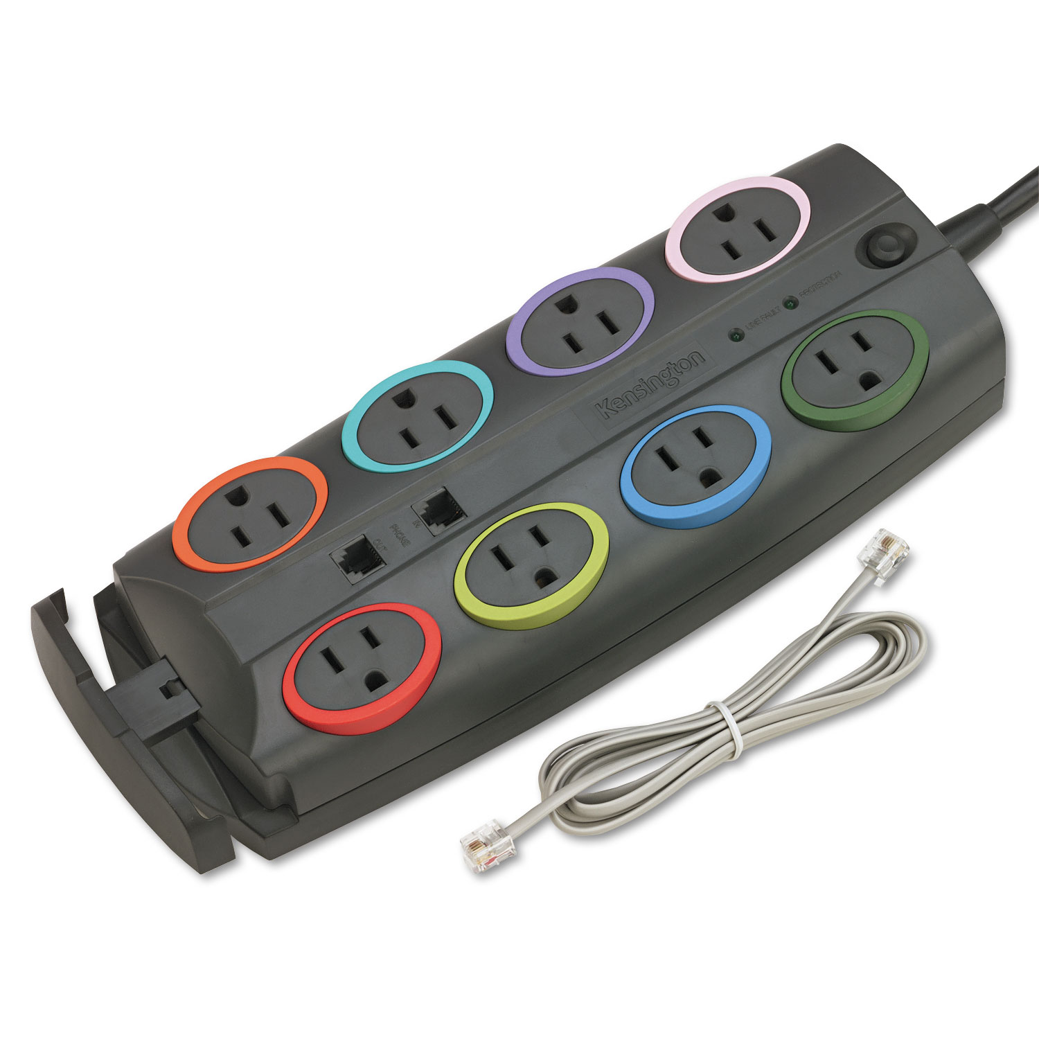 Kensington® 8-Outlet Adapter Model Surge Protector, Black, 8 ft