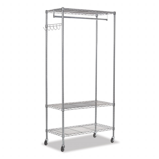 Wire Shelving Garment Rack, 30 Garments, 36w x 18d x 75h, Black Wire Shelving Garment Rack, 30 Garments, 36w x 18d x 75h, Black