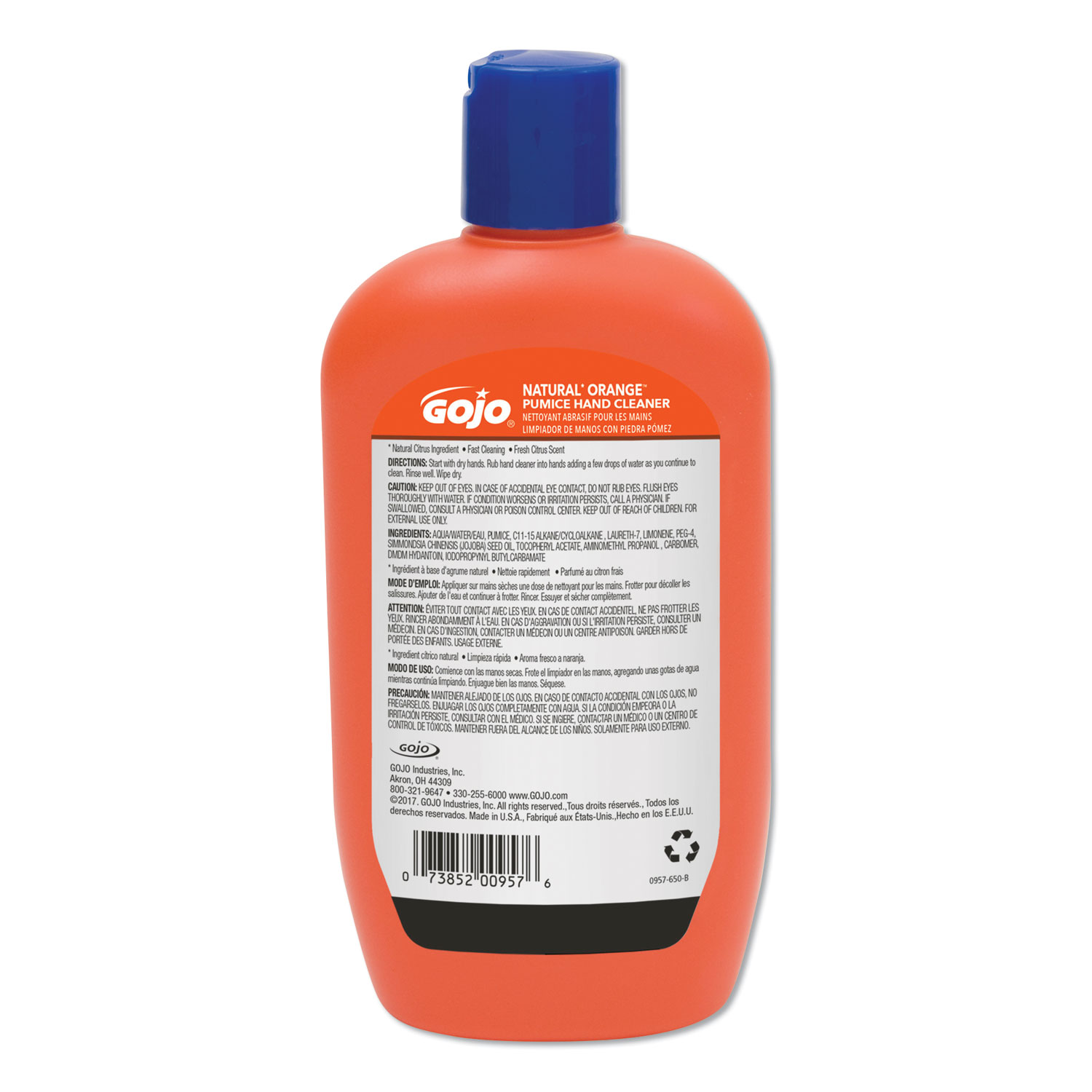 GOJO® NATURAL ORANGE Pumice Hand Cleaner, Citrus, 14 oz Bottle, 12/Carton  Quipply