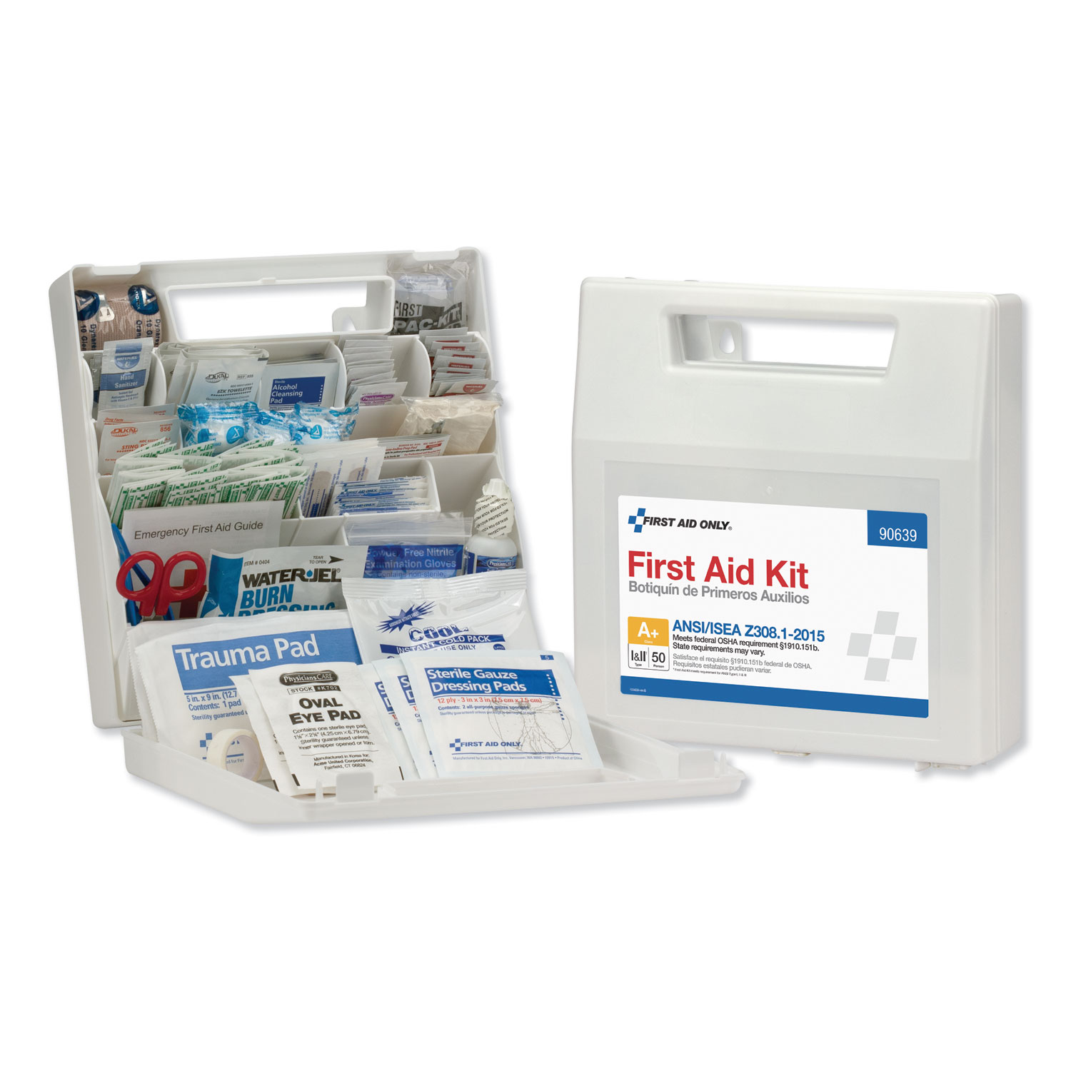 First Aid Only™ ANSI Class A+ First Aid Kit for 50 People, 183 Pieces,  Plastic Case Quipply