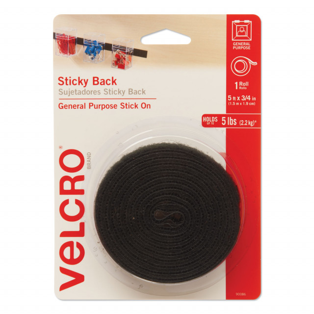 VELCRO® Eco Collection Adhesive Backed Tape - 8 ft Length x 1.88 Width - 1  Each - Black