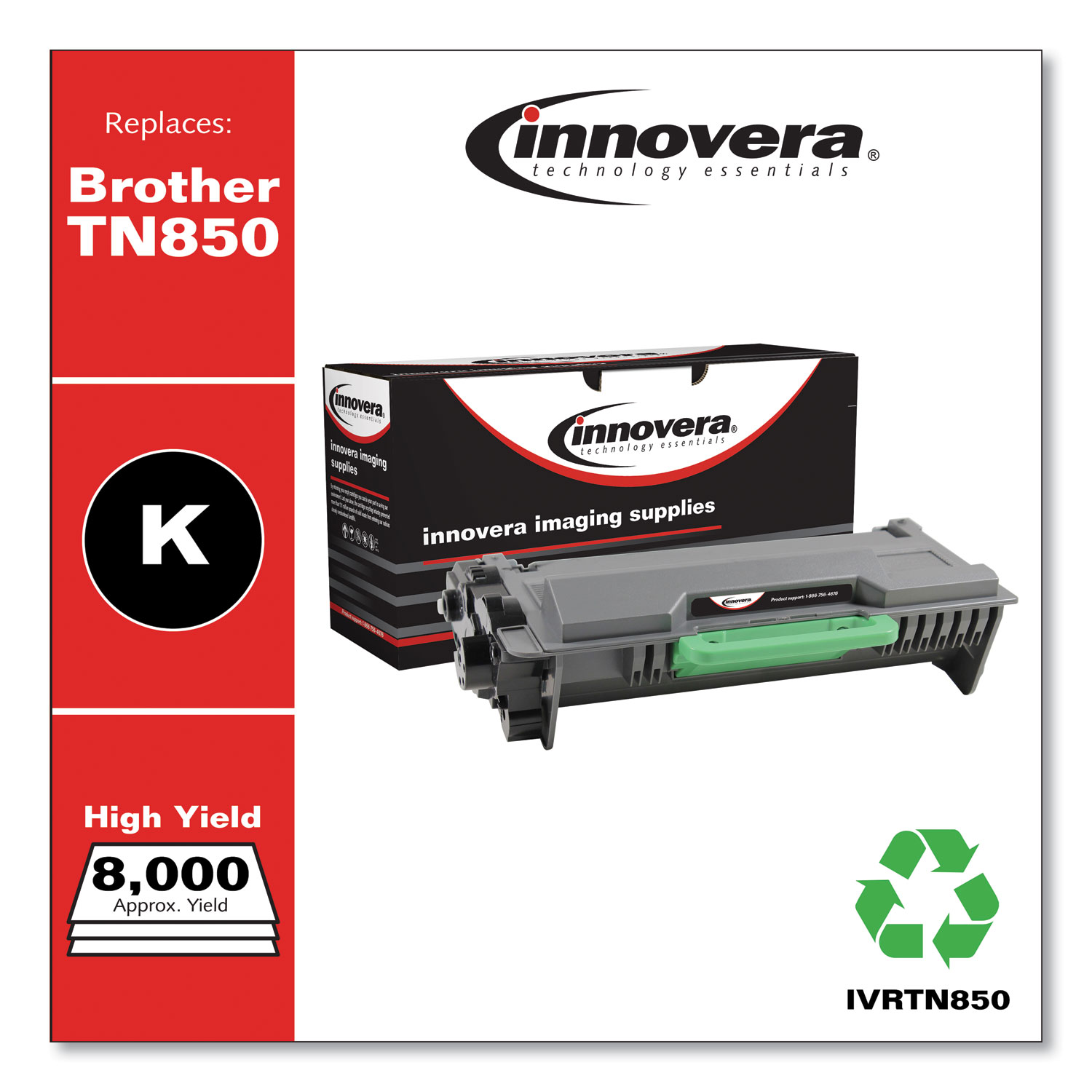 Innovera Remanufactured Black High-Yield Toner, Replacement for Brother TN850, 8,000 Page-Yield