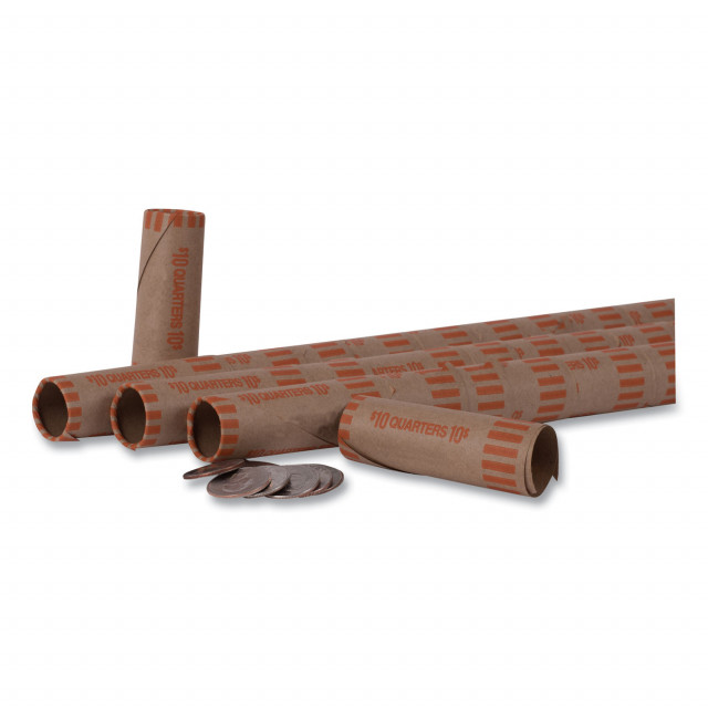 Preformed Tubular Coin Wrappers, Quarters, $10, 1000 Wrappers/Box Preformed Tubular Coin Wrappers, Quarters, $10, 1000 Wrappers/Box
