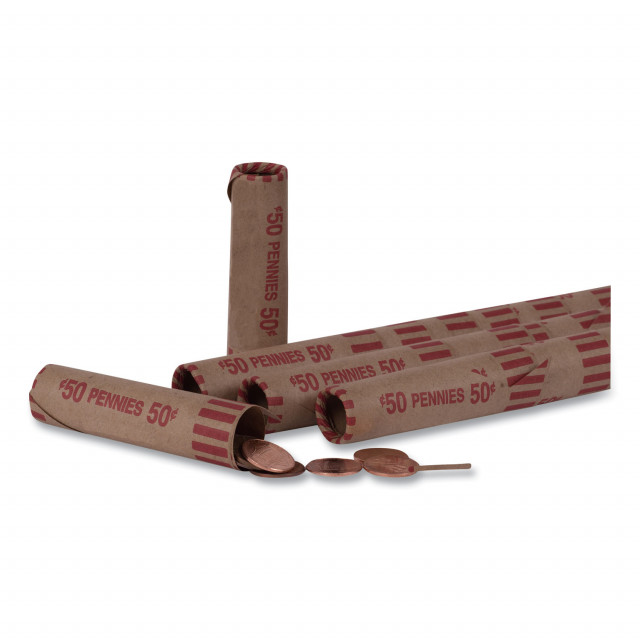 Preformed Tubular Coin Wrappers, Pennies, $.50, 1000 Wrappers/Box Preformed Tubular Coin Wrappers, Pennies, $.50, 1000 Wrappers/Box