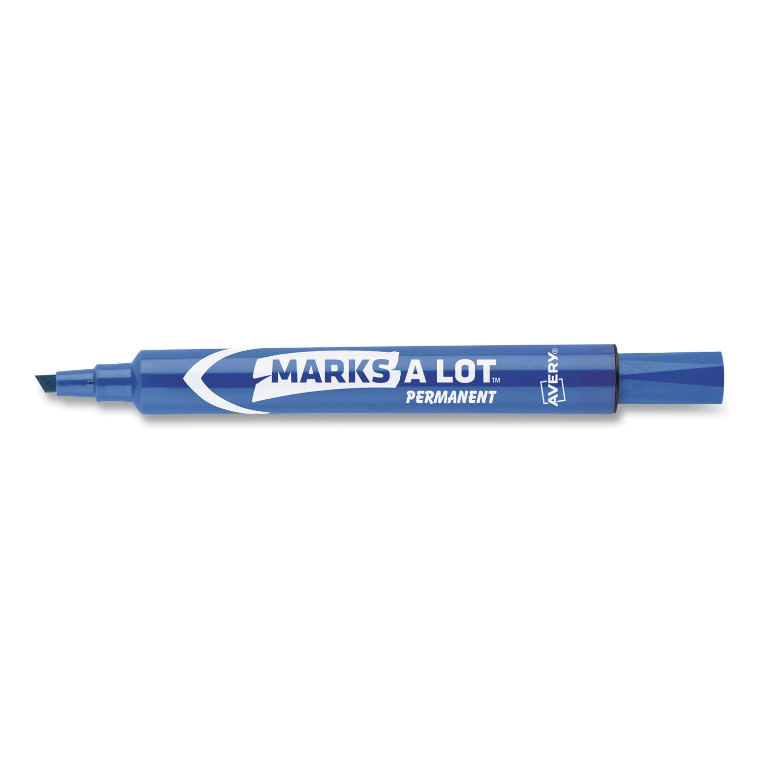 Avery® Marks A Lot Permanent Markers, Regular Desk-Style, Asstd, 4/PK -  Chisel Marker Point Style - Black, Blue, Red - Black, Blue, Red Barrel - 4  / Pack - ICC Business Products