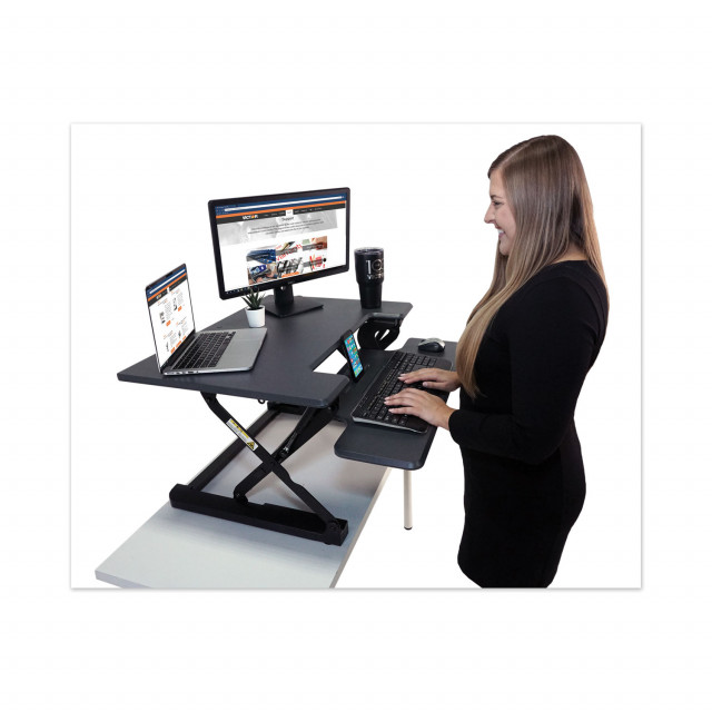 High Rise Height Adjustable Standing Desk with Keyboard Tray, 31