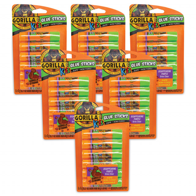 Gorilla® School Glue Sticks, 0.21 oz/Stick, Dries Clear, 36 Sticks 