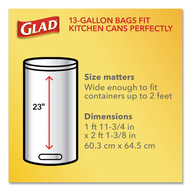 Glad OdorShield Tall Kitchen Drawstring Bags, 13 gal, 0.95 mil, 24 x 27.38, White, 240/Carton