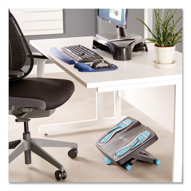 Fellowes 8068001 Energizer Foot Support, Charcoal, Blue & Gray - 17.87 x 13.25 x 6.5 in.
