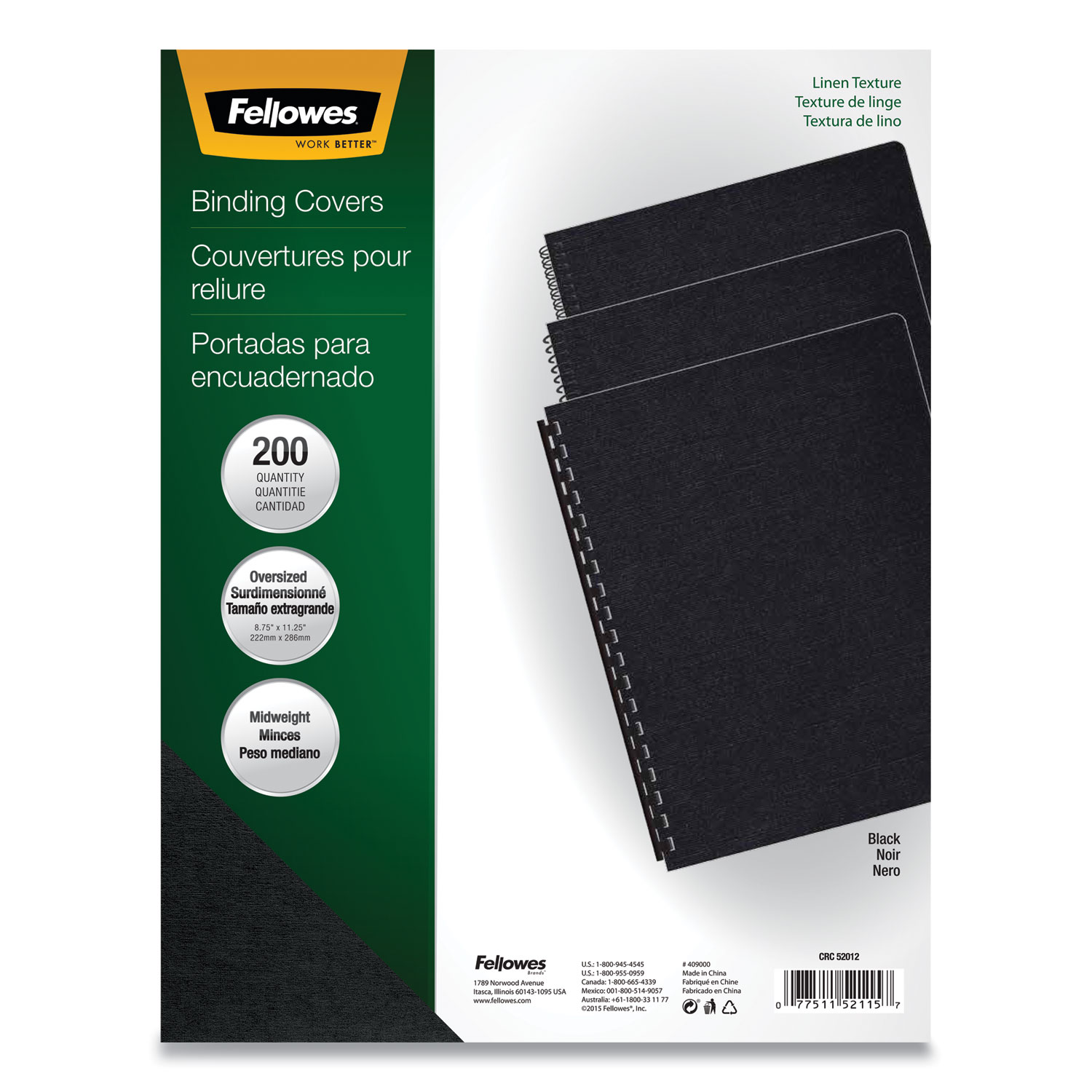 Fellowes Thermal Binding System Covers, 240-Sheet Cap, 11 x 8 1/2,  Clear/Black, 10/Pack - BuyDirect