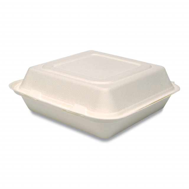 Dart Foam Hinged Lid Container, 3-Compartment, 8 oz, 9 x 9.4 x 3, White, 200/Carton