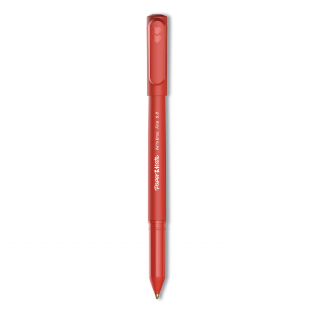 Paper Mate Write Bros. Ballpoint Stick Pen, 1.0 mm Medium Tip, Red  Ink/Barrel, Pack of 12 