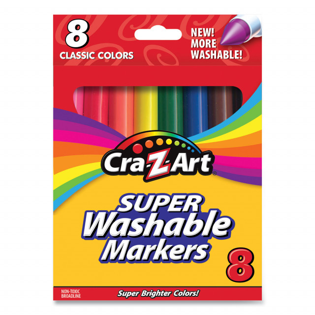 Kids Ultra Washable Jumbo Markers, Medium Bullet Tip, Assorted Colors,  10/Pack