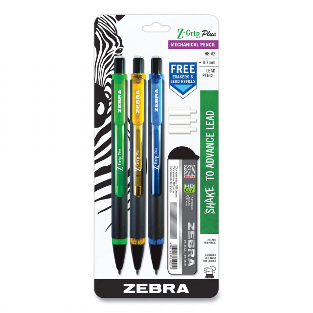 Z-Grip Plus Mechanical Pencil, 0.7 mm, HB (#2), Black Lead, Assorted Barrel Colors, Dozen