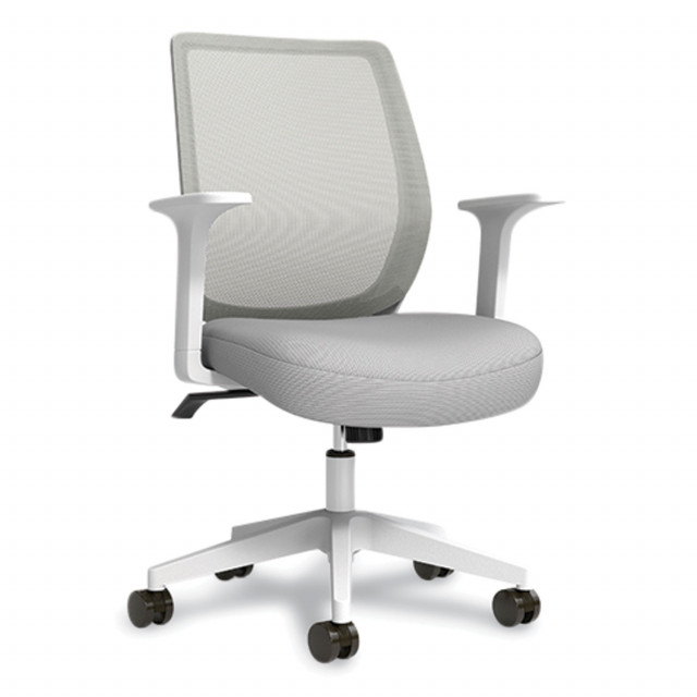 Essentials Mesh Back Fabric Task Chair with Arms, Supports Up to 275 lb, Black Fabric Seat, Black Mesh Back, Black Base