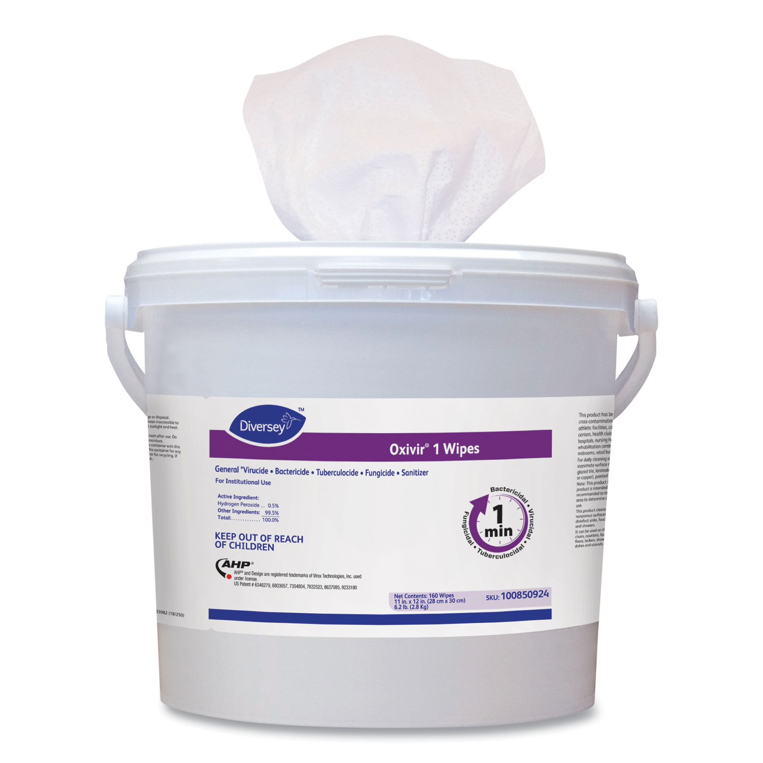 Oxivir 1 Wipes, 1-Ply, 11 x 12, 160/Canister, 4 Canisters/Carton