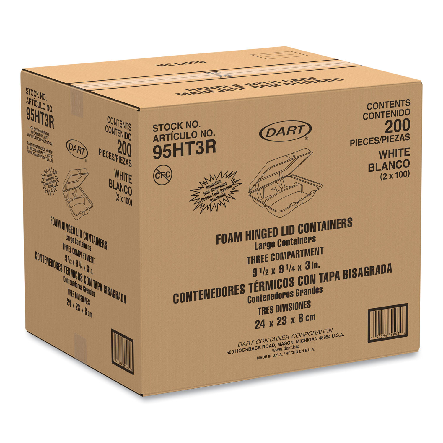Dart® Foam Containers, 16oz, White, 25/Bag (20 PK)