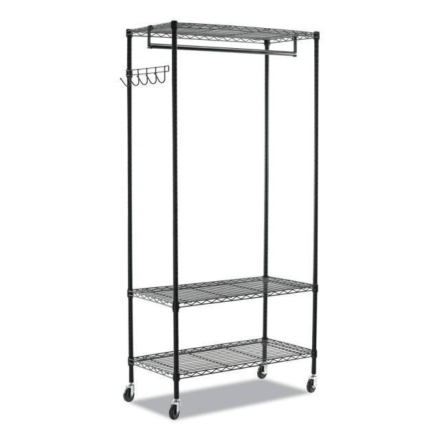 Wire Shelving Garment Rack, 40 Garments, 48w x 18d x 75h, Silver Wire Shelving Garment Rack, 40 Garments, 48w x 18d x 75h, Silver