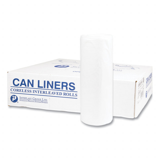 High-Density Commercial Can Liners Value Pack 60 Gal 19 Microns 38 x 58 Clear 150/Carton Valh3860n22