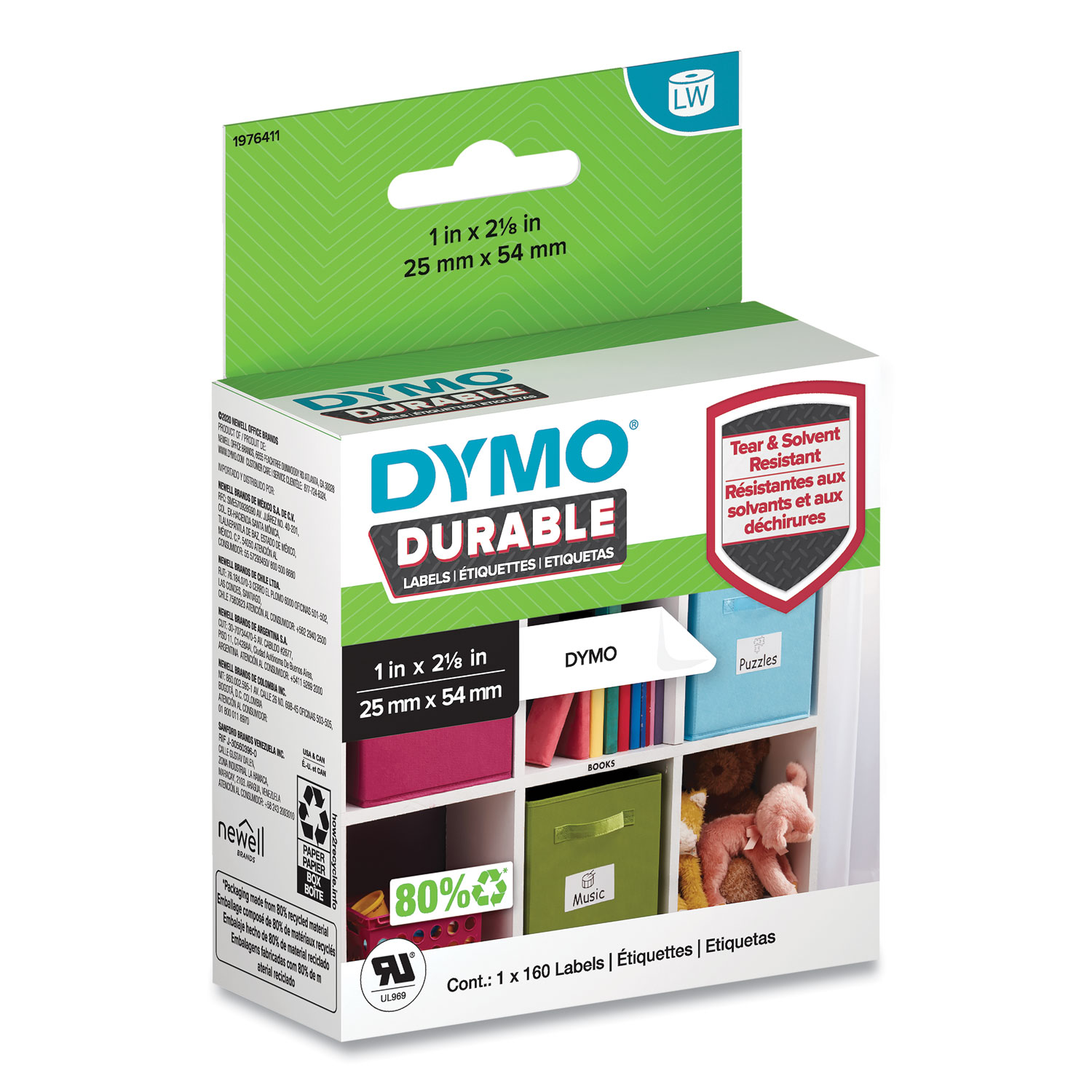 Dymo Tape LetraTag green 12 mm Original and interchangeable Dymo