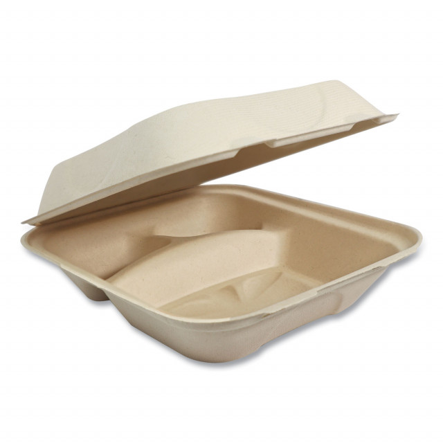 Sugarfiber 32 oz Compostable Disposable Food Container Serving Trays,  Rectangle, Made from 100% Eco-Friendly Plant Fibers [100 Count]